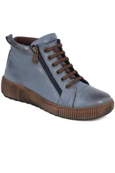 Leather Lace-Up Boots - Blue - Size: 9