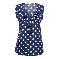 Damenbluse „Punkte“ blau S Damen