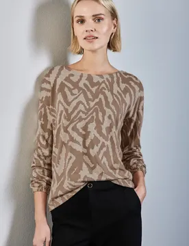 Kuscheliges Jaquard Shirt female Beige