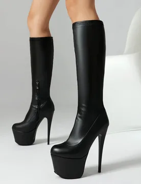 Autumn Winter New Fashionable Side Zipper Party Knee High Heel Boots Size 35-46 - Aliexpress - FashionsVida