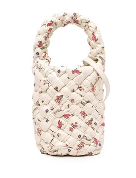Small Floral Printed Leather Intrecciato Kalimero Bucket Bag - Bottega Veneta - FashionsVida