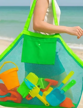 Pieza Bolsa de playa plegable de malla, bolso de viaje de gran capacidad, de drenaje rápido y a prueba de arena, bolsa de almacenamiento multiusos li - Shein - FashionsVida
