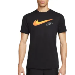 Mens Men’s Signature Swoosh T-Shirt Black Cotton - Size Small