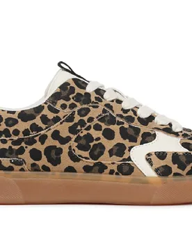 Womens Leopard Brown Lace-Up Sneakers - Tastic Faux Leather - Size Uk 7 - Blowfish Malibu - FashionsVida