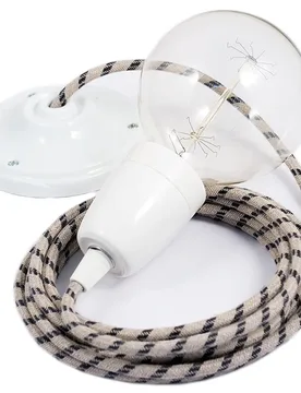 Cables Suspension Luminaire Rd54 Stripes Diy 2 M Anthracite / White One Size - Creative - FashionsVida