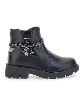 Stivaletti neri con catena e dettagli glitterati Grazia 1729 27 - GRAZIE - FashionsVida