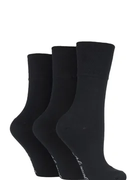 Pair Black Plain Cotton Socks Ladies 4-8 Ladies - - Black - Size: Small - Gentle Grip - FashionsVida