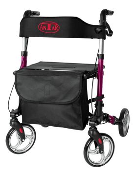 Leichtgewicht-Rollator Premium, Aluminium, mit Rückengurt und Tasche - AT51006 lila