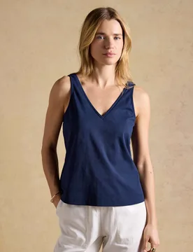 Jersey V-Neck Relaxed Vest Top Navy female - Joules - FashionsVida