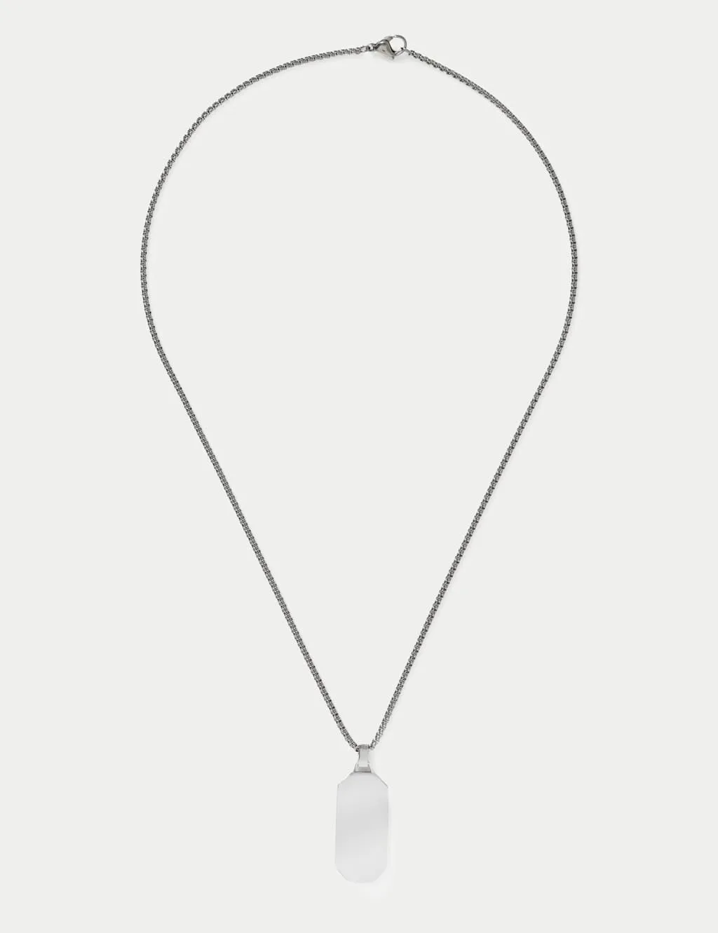 Stainless Tag Pendant Necklace Silver male - M&S - FashionsVida