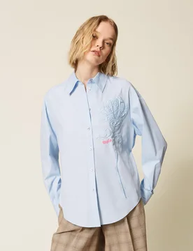 Chemise MYFO avec rose brodée - Actitude by Twinset - FashionsVida