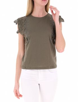 T-shirt con applicazioni LIU JEANS VERDE OLIVA L