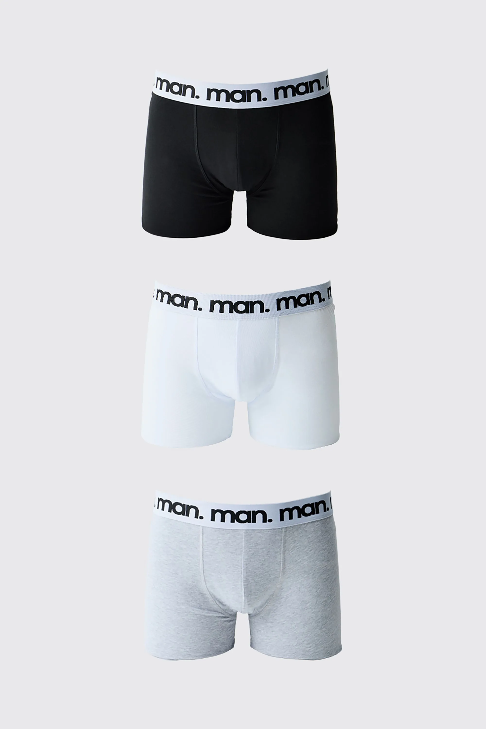 Mens 3 Pack Multi Man. Boxers - Black Cotton - Size Medium - boohooMAN - FashionsVida