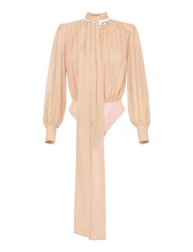 Body in georgette di seta con fascia
