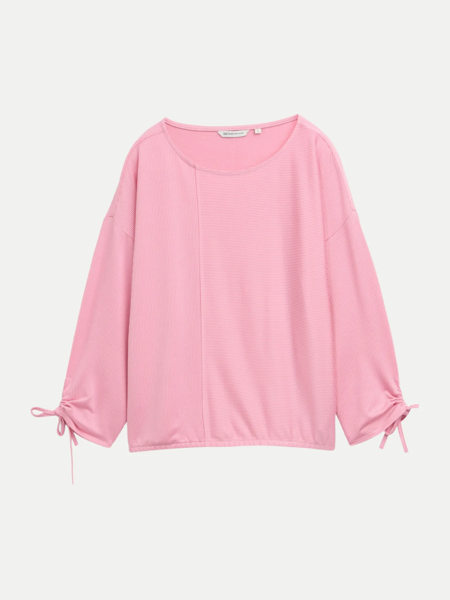 Langarmshirt mit Schnürbündchen Rosa S - Tom Tailor Denim - FashionsVida