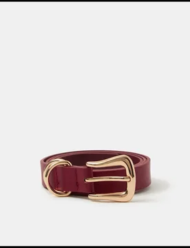 Faux Leather Western Buckle Belt Red female - Accessorize - FashionsVida