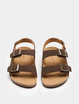 Suede Backstrap Corkbed Sandals Brown male - M&S - FashionsVida