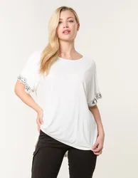 Sequin Trim Oversized Top - S/M / IVORY - female