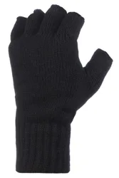 Pair Black 3.2 Tog Heatweaver Yarn Fingerless Gloves Men's One Size - - Black - Size: One Size