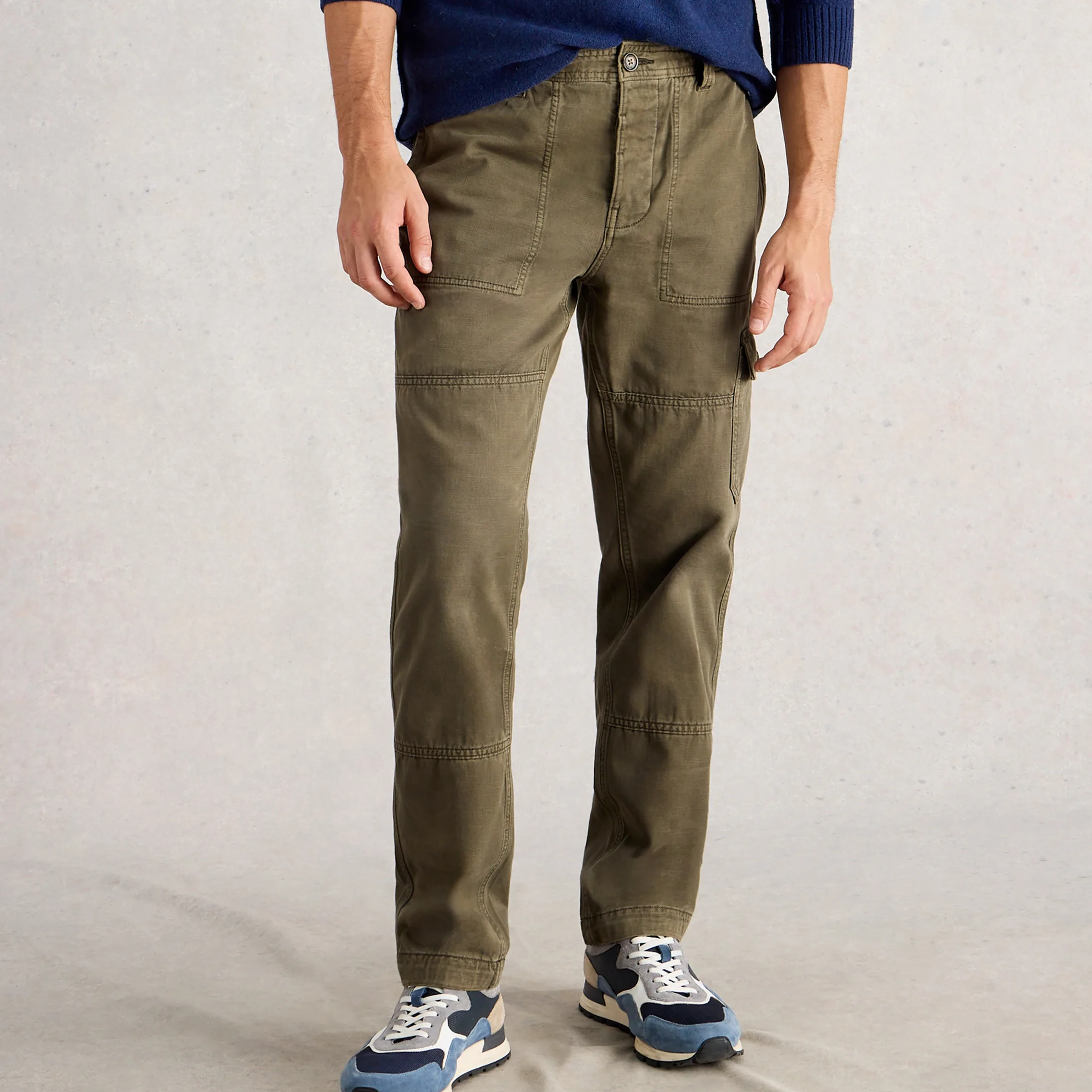 Kemble Organic Cargo Trousers - Khaki Green - White stuff - FashionsVida