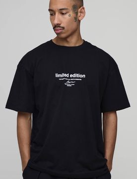 Herren Übergroßes T-Shirt Mit Signatur-Print In Limitierter Auflage Black Größe XS