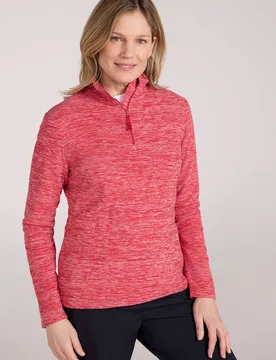 Women's Snowdon Fleece Top Quick Dry Half Zip Jumper in Red Size: 14 - Red - Size: 14 - Mountain Warehouse - FashionsVida