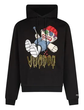 Felpa Leggera Cappuccio Uomo Tdc Voodoo Print Hoodie X Testa Di Chezzo Black - PHOBIA - FashionsVida