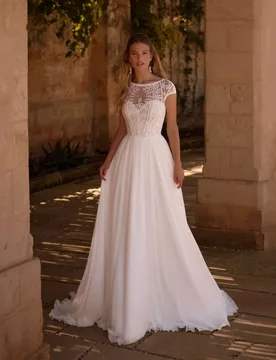 Enternity Fashionable O-neck Button Wedding Gown For Women Short Sleeve Lace Bride Gown Ruffles Vestido De Novia Customized - Aliexpress - FashionsVida