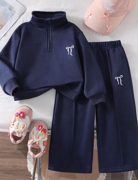 Conjunto de sudadera con capucha de manga larga con cierre de cremallera, cuello alto, bordado de lazo, estilo deportivo, para niñas jóvenes en oto?
