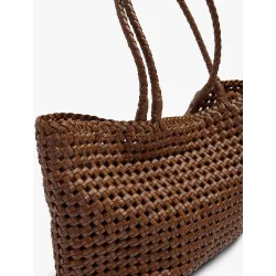 Shopper 100% piel trenzado en liso con cierre fruncido