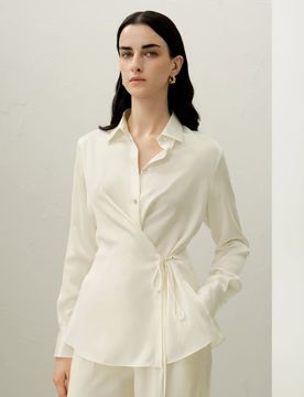 Donna Camicia in Seta Lavabile con Cravatta Staccabile L