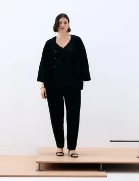 Cárdigan liso largo de mujer - Couchel - FashionsVida