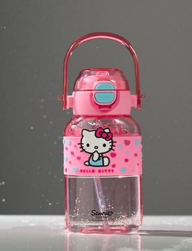 Bottiglia per l’acqua con manico e cannuccia Hello Kitty - multicolor