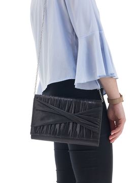 Pochette Nera Satinata con Tracolla Collection 0189