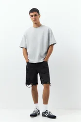 Straight-Leg Denim Bermuda Shorts (Size: )