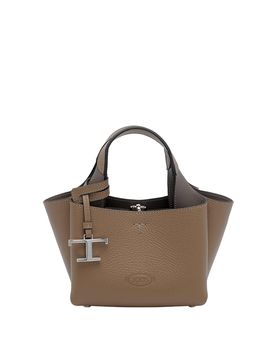 Borsa a mano in micropelle cappuccino