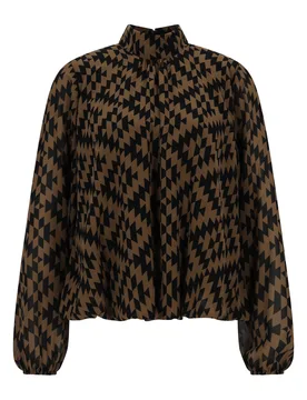Apricot taggered Geo High Neck Puf female - S - FashionsVida