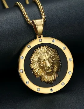 Punk violent Lion Head Animal CZ Leo Round Pendant Male Gold Silver Color Stianless Steel Necklace For Woman Man Luxury Jewelry - Aliexpress - FashionsVida