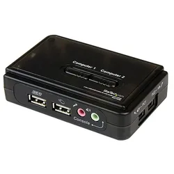 Commutateur Kvm Usb 2 Ports Avec Audio Et Câbles Black One Size unisex