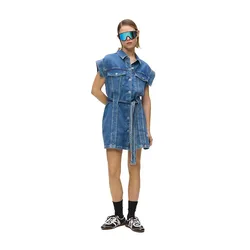 Karl Jeans Vestito Corto A Maniche Corte B2w1305 Mid Blue Stone M