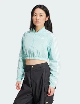 Womens Adicolor Teamgeist Cropped Track Top - Turquoise Recycled Material - Size Medium - adidas Originals - FashionsVida