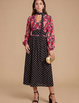 Women's Petite Print Mix Long Sleeve Tie Detail Maxi Dress in Floral Size: 18 - Floral - Size: 18 - Dorothy perkins - FashionsVida