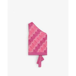 Top de punto de mujer asimétrico con estampado en zigzag
