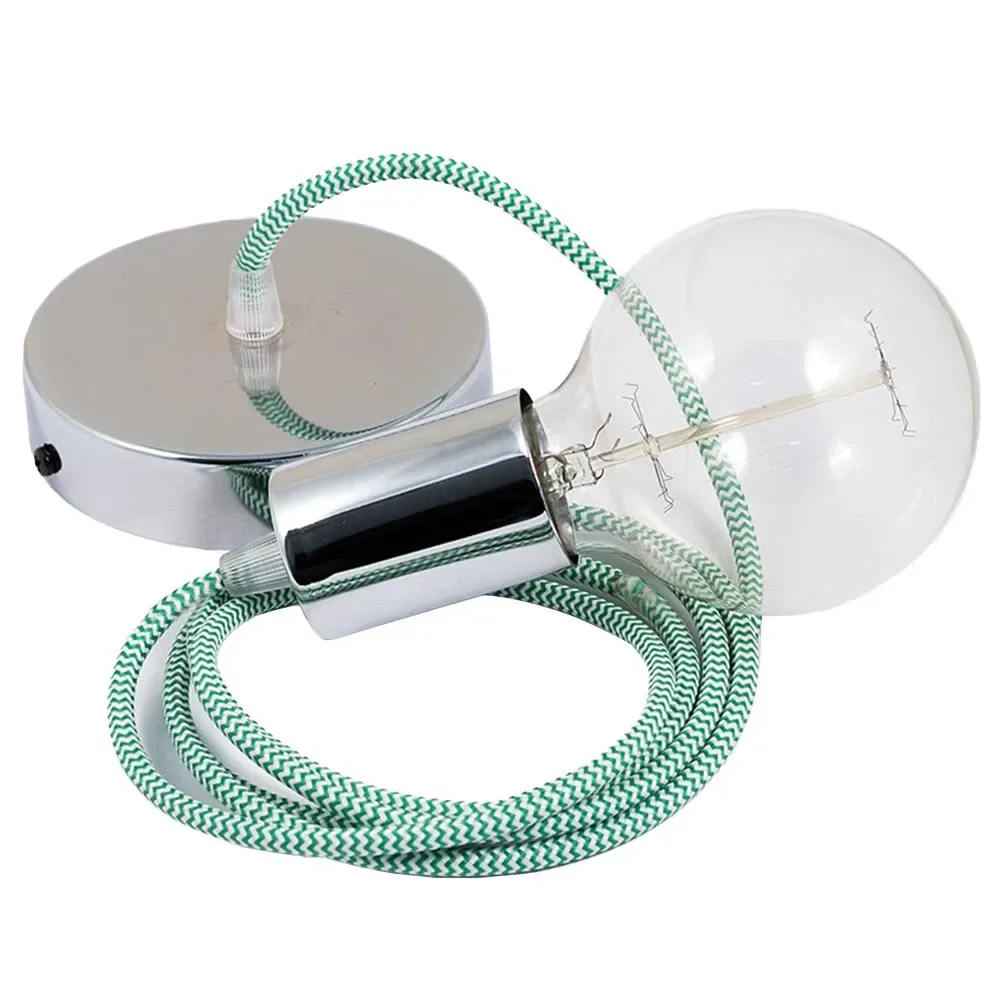 Cables Suspension Luminaire Rz06 Zigzag 1 M Green / Chrome Plated One Size - Creative - FashionsVida