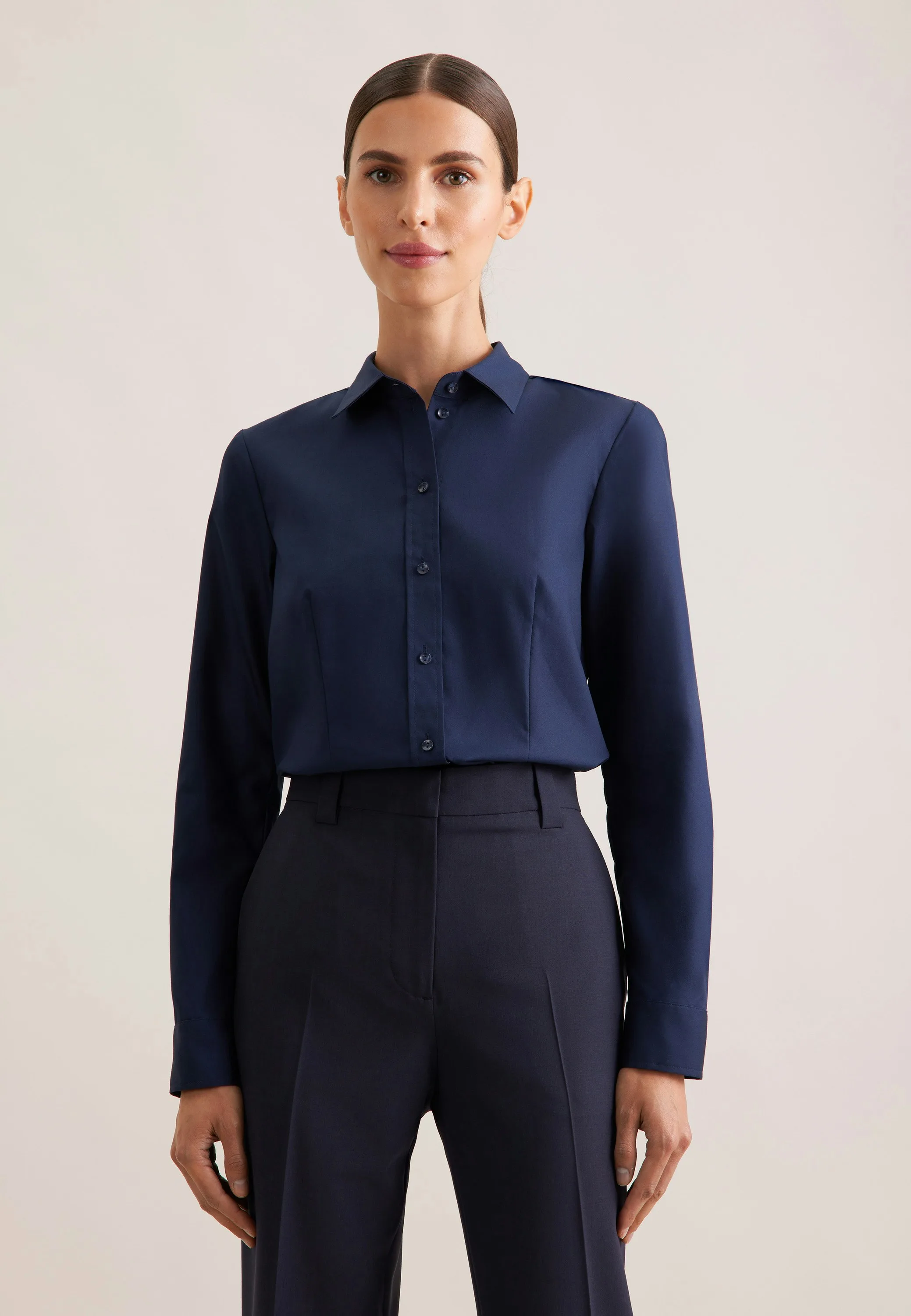 Hemdbluse mit Abnähern regular fit Blau 52 - Seidensticker.com - FashionsVida