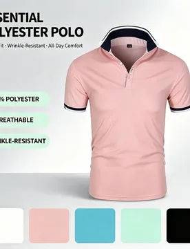 Men Clothing Milk‑silk Fabric Short Sleeve Polo Shirt Striped Trim Collar Men Shirts Breathable Casual Business Office Golf Tops - Aliexpress - FashionsVida