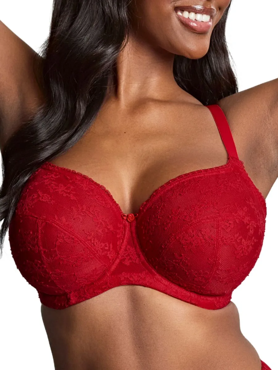 Womens Tango Lace Balcony Bra - Red Polyamide - Size 34dd - Panache - FashionsVida