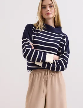 Women's Salima Roll-Neck Jumper in Mid Navy Size: Medium - Mid Navy - Size: M - Phase Eight - FashionsVida