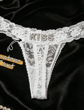 Bragas de encaje rojo con inicial de strass personalizada, lencería sexy con espalda en T con forma de corazón, regalo nupcial, de luna de miel y an - Shein - FashionsVida