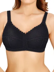 Womens Classic Full Cup Front Fastening Bra - Black Polyamide - Size 38e